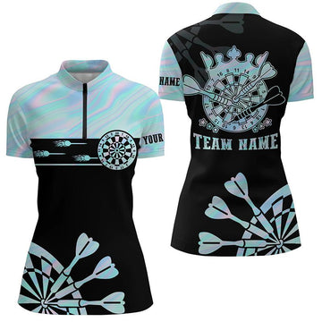Holografische Tie-Dye Darts Trui met Rits voor Dames L1366