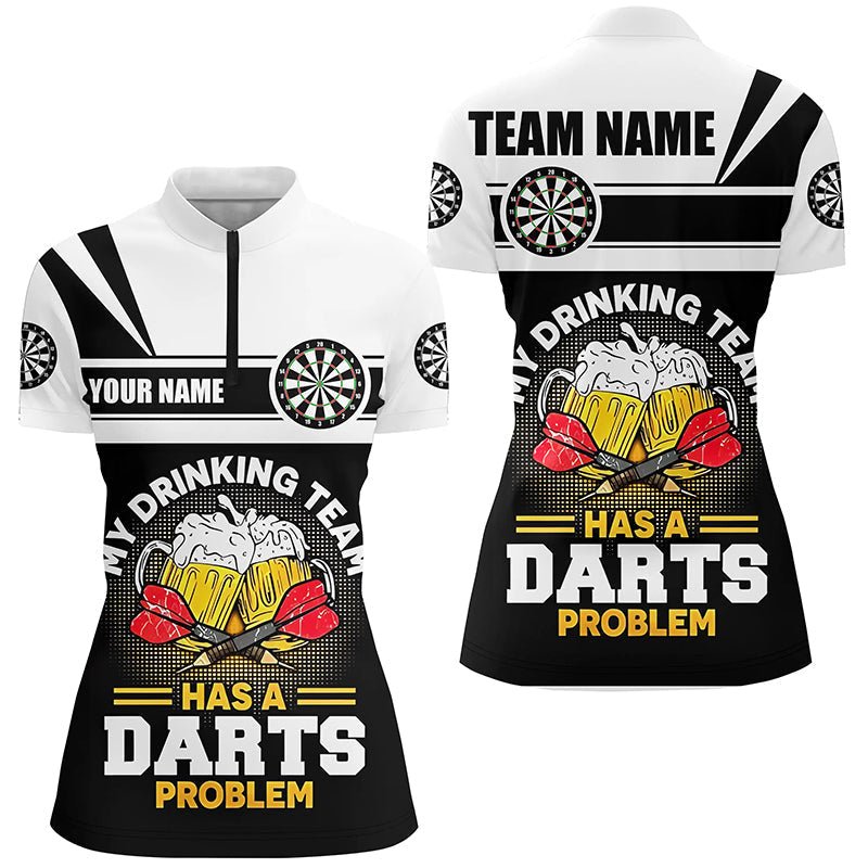 Dames 1/4 Zip Dartshirt voor Mijn Drinkteam R346