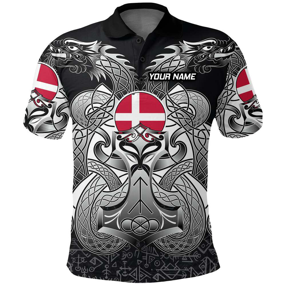 Viking Dart Polo - Mjölnir en Draken, Heren, Blauw VK6341