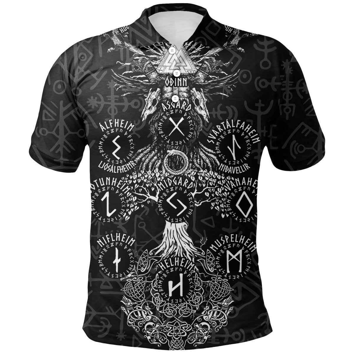 Viking Polo Dart Shirt - Odin Boom Runes VK7963