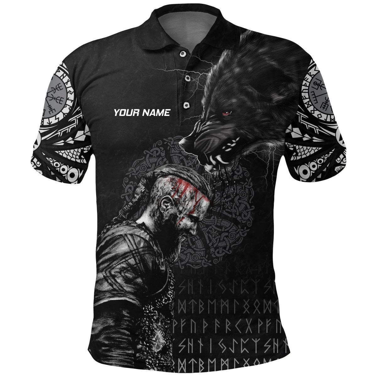 Viking Dart Polo - Ragnar en Wolf - Heren Polo - Zwart VK6612