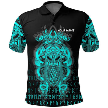 Viking Tyr Tattoo Cyan Polo Dartshirt - Gepersonaliseerde Shirts voor Dartspelers VK5674