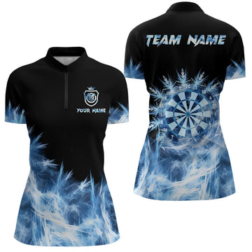 Persoonlijke Dames IJsblauwe Darts 1/4 Zip Jerseys T424