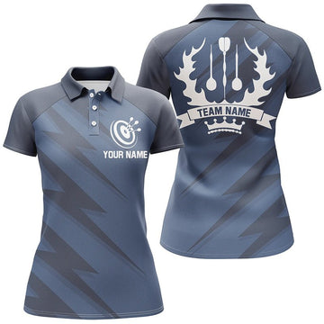 Dames Polo Shirt met Bliksemprint in Marineblauw G852
