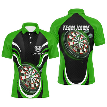 Heren Darts Polo Shirt in Zwart en Groen L1393