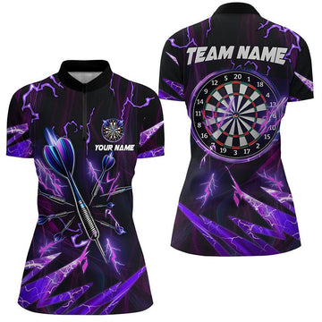 Lila Bliksem 3D Darts Poloshirt voor Dames L1350