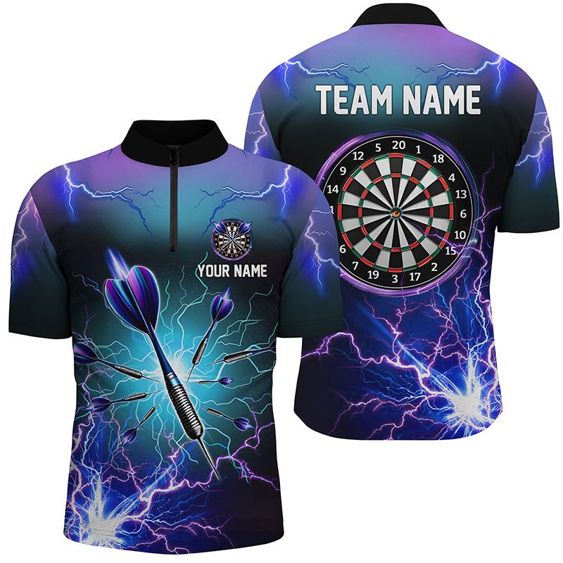 Lila Blitz 3D Herren Darts Polo Shirt | Personalisierte Dartshirts für Männer | Dart Trikots | Hochwertiges Material | Anpassbare Designs | L1243 - Outfitsuche