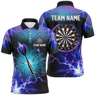 Heren Paars Bliksem 3D Darts Polo Shirt L1243