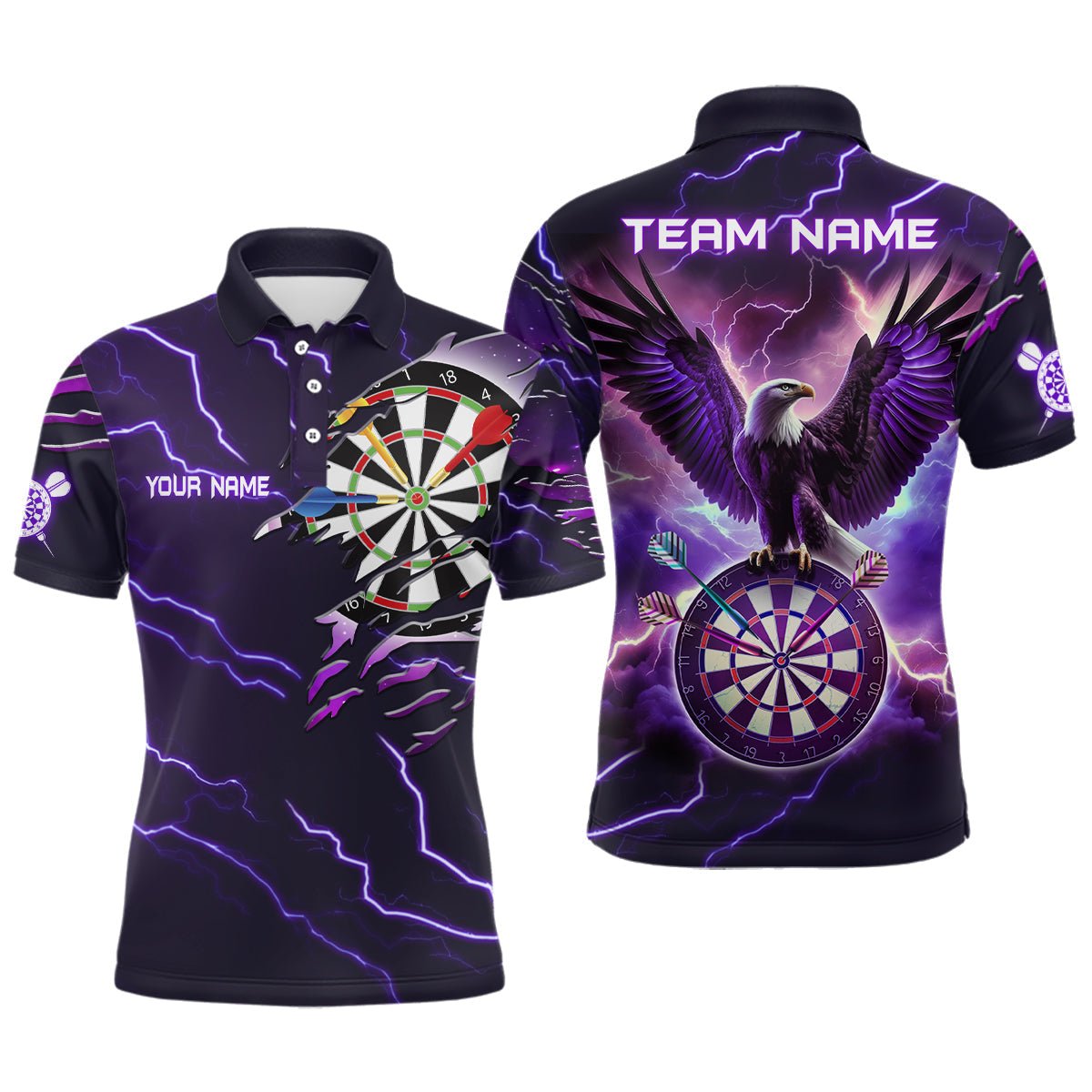 Lila Bliksem Arend Darts Poloshirt voor Mannen L1453