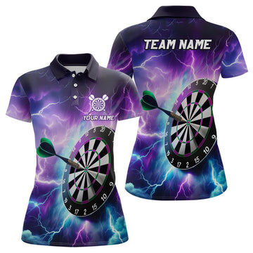 Lila Bliksem Darts Poloshirt voor Dames L1444