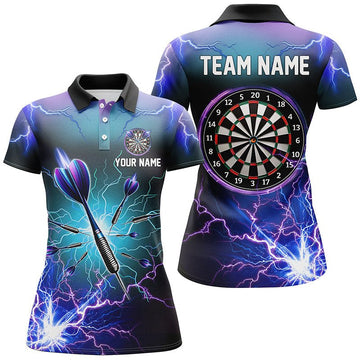 Lila Bliksem 3D Darts Polo Shirt voor Dames L1243