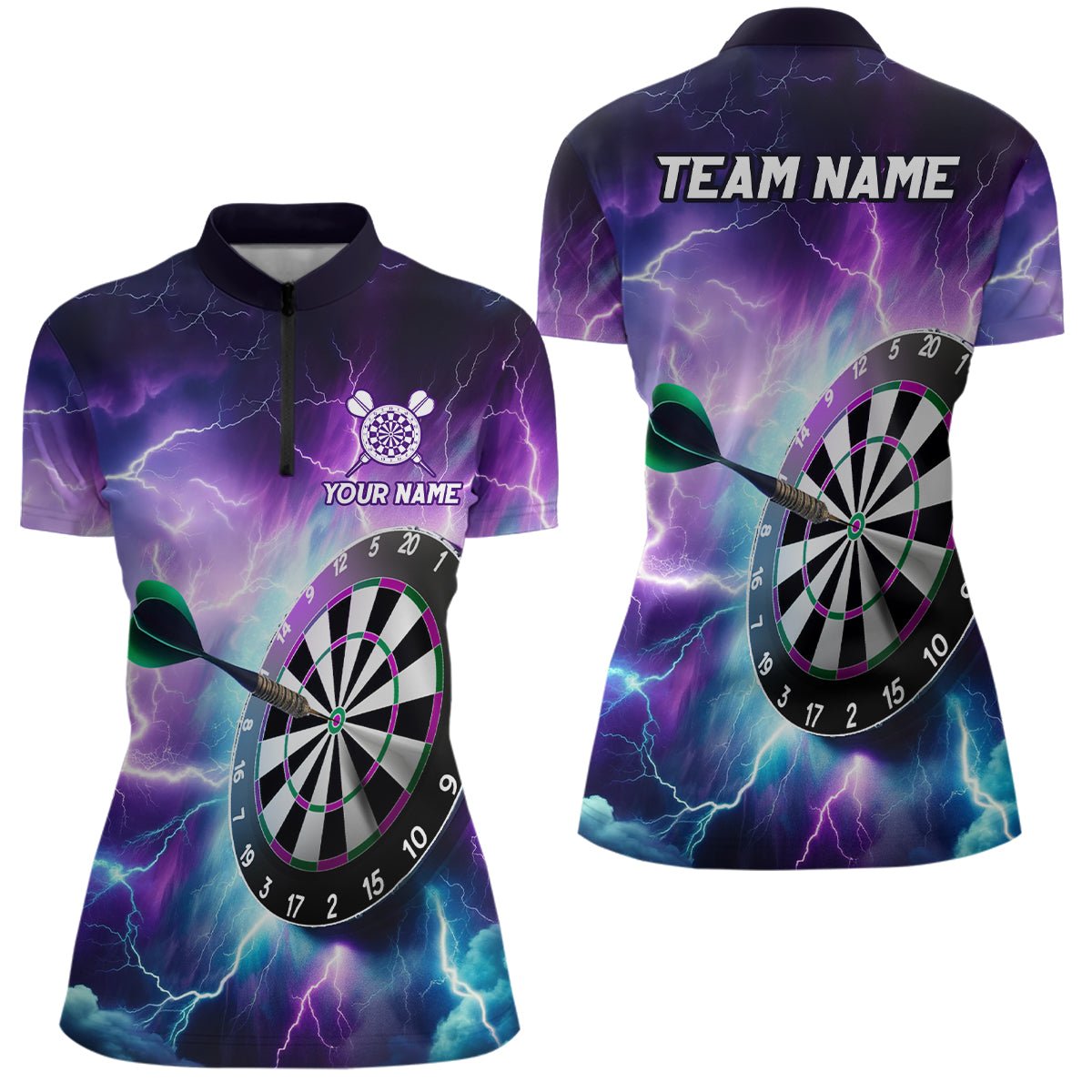Dames Zwart-Witte Dartshirt met Kwart Rits L1444