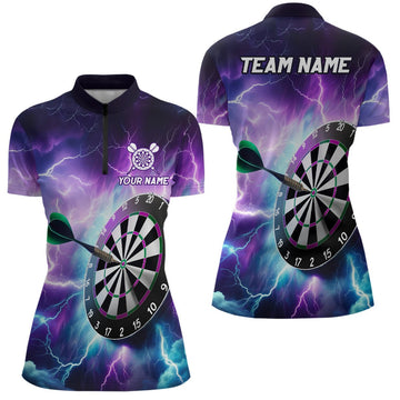 Dames Zwart-Witte Dartshirt met Kwart Rits L1444