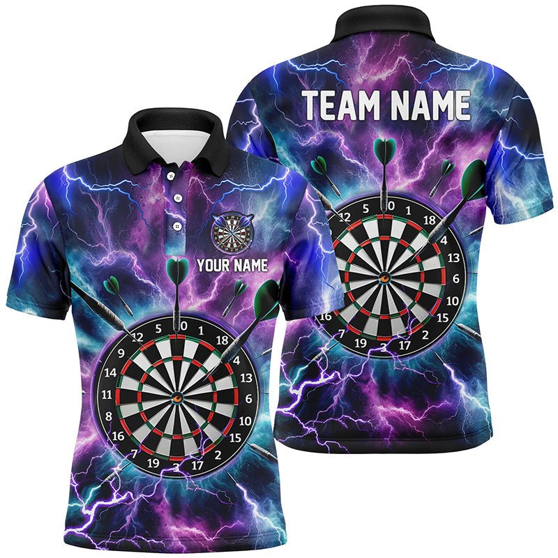 Heren Polo Shirt met Paarse Bliksem Darts L1443