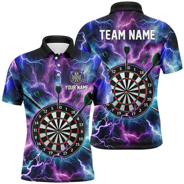 Heren Polo Shirt met Paarse Bliksem Darts L1443