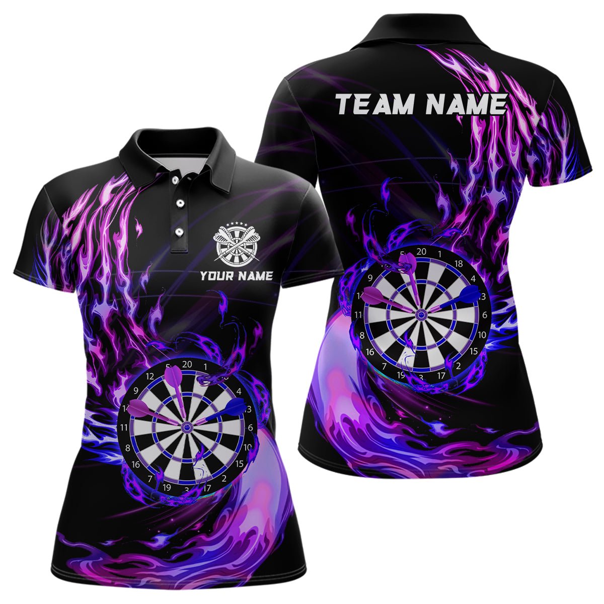 Dames Lila Vuur Dartbord Polo Shirts L1474