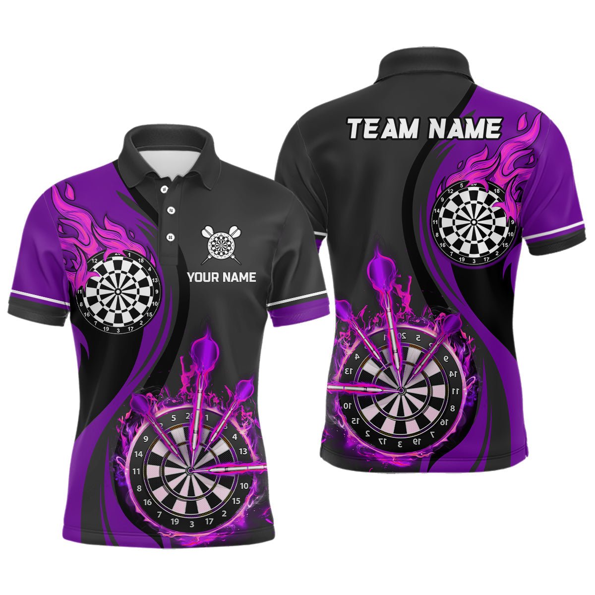 Heren Darts Poloshirt in Vlammenontwerp L1477