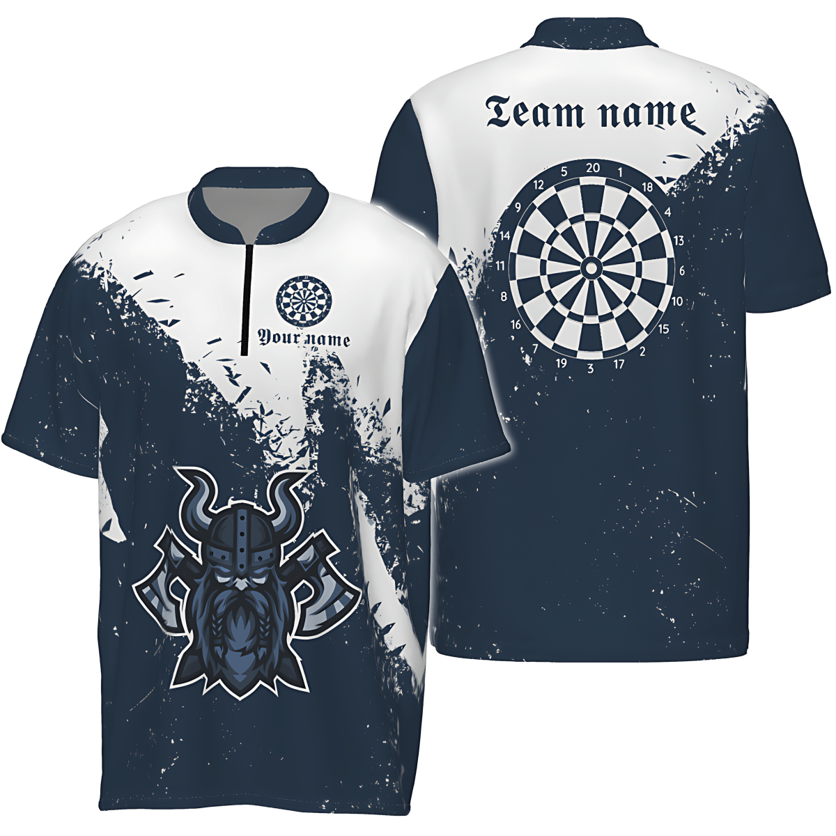 Viking Doel T-shirt voor Mannen met Kwartrits in Marineblauw