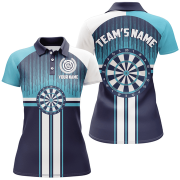Witte Blauwe Darts Polo Shirt voor Dames LDT0416 H389