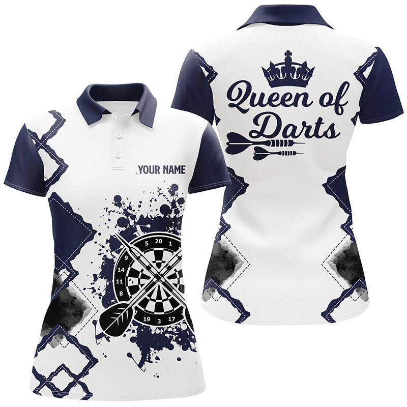 Dames Polo Shirt Marineblauw/Wit - Darts Koningin M259