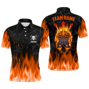 Heren Polo met Oranje Vlam en Skull Darts L1421