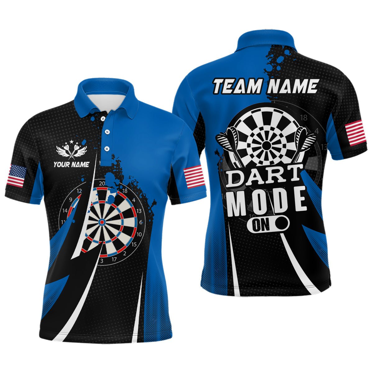 Heren Blauwe Dart Polo T-shirts - T1175