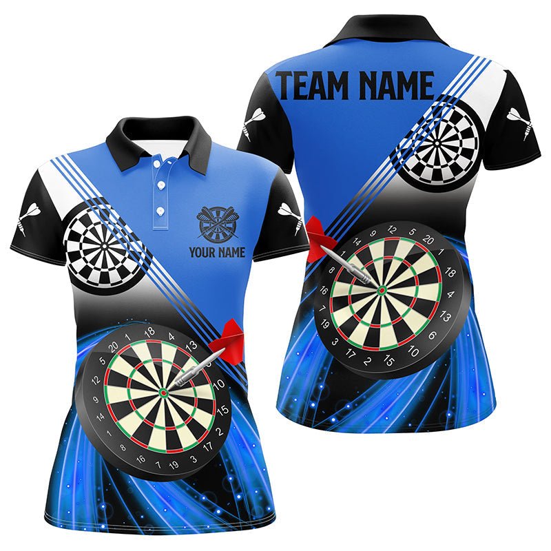 Op maat gemaakte Blauwe Darts Poloshirts voor Dames V1086