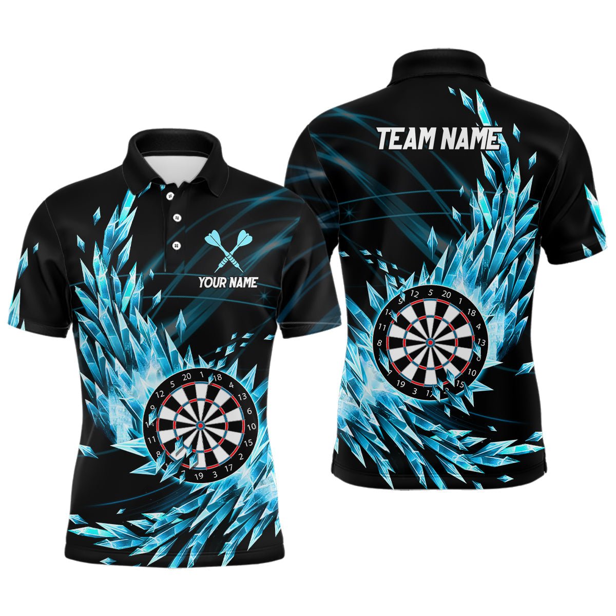 Blauwe Bevroren IJs Darts Poloshirts voor Mannen T1210