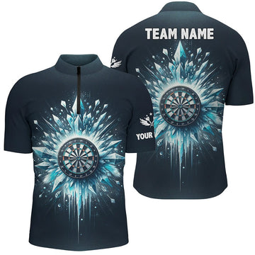 Heren IJsblauwe Darts Poloshirt met Rits L1362