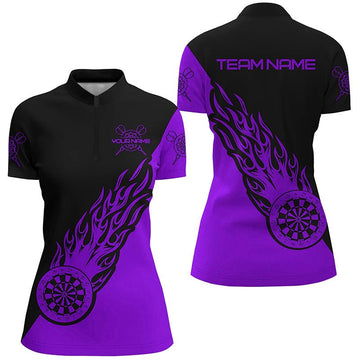 Paarse en Zwarte Vlam Dartshirt voor Dames L1342
