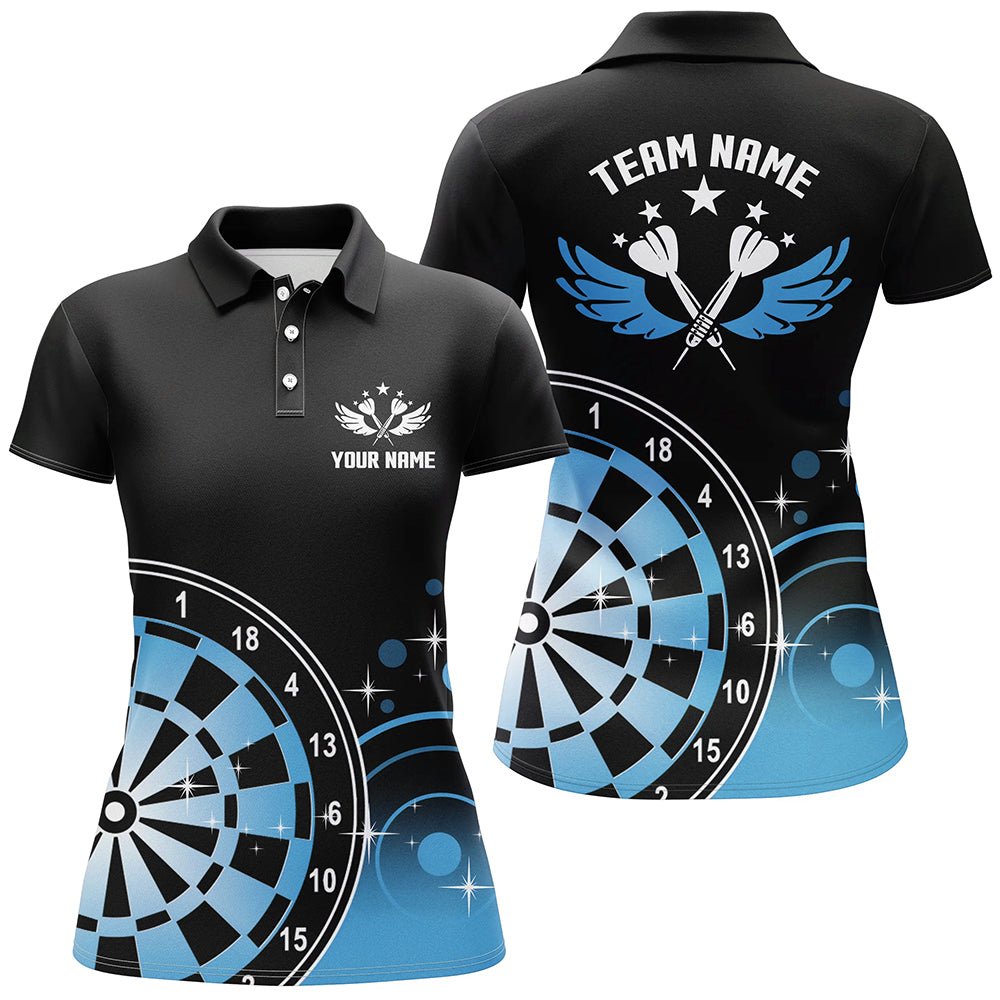 Dames Polo Shirt met Zwarte en Blauwe Dart Vluchten L1242