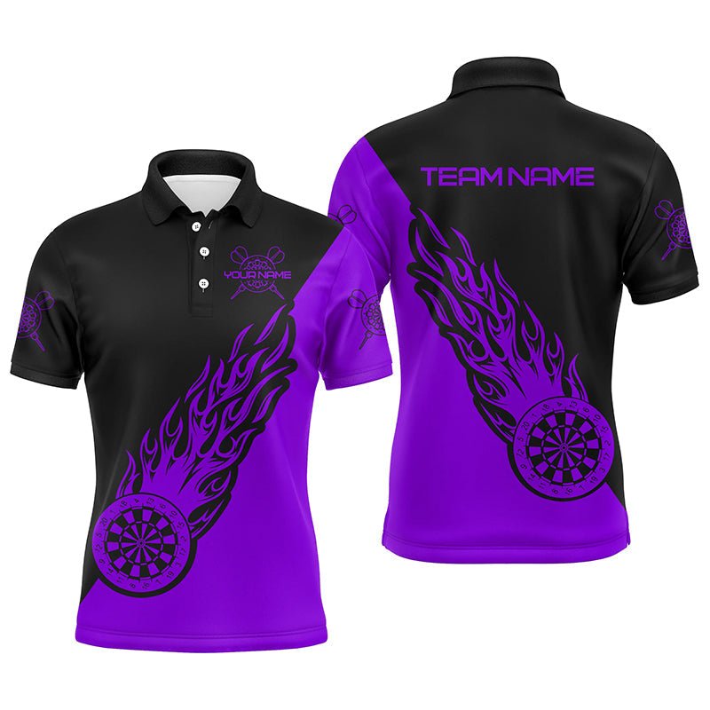 Heren Dartshirt met Paars-Zwarte Vlammenprint - L1342