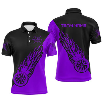Heren Dartshirt met Paars-Zwarte Vlammenprint - L1342