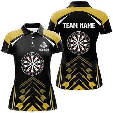 Dames Darts Poloshirt in Geel en Zwart L1466