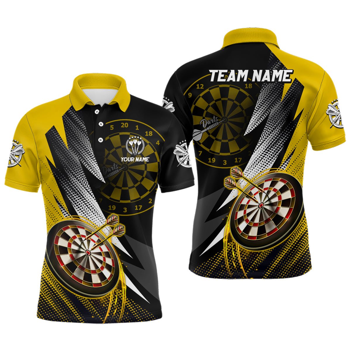 Heren Darts Polo Shirt Geel en Zwart L1325