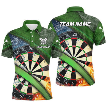Heren Groen 3D Dartbord Vuur en Water Polo Shirts T1247