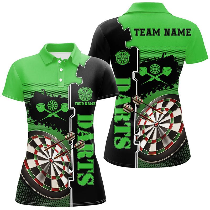 Dames Polo Shirt met Groene en Zwarte Dartmotief L1448