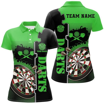 Dames Polo Shirt met Groene en Zwarte Dartmotief L1448