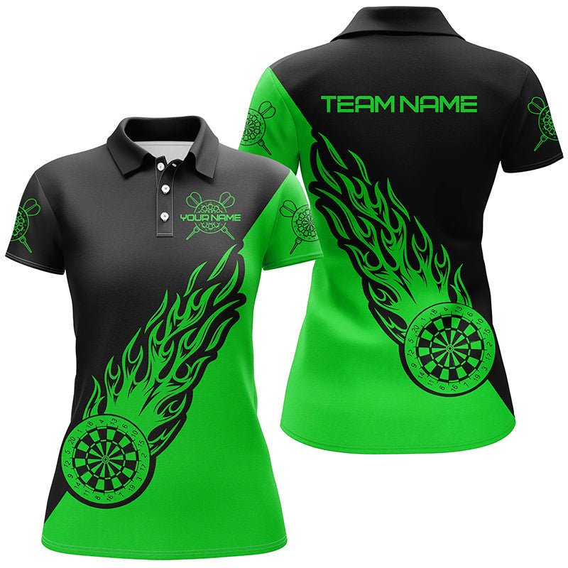 Dames Darts Polo met Groene en Zwarte Vlammen L1343