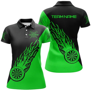 Dames Darts Polo met Groene en Zwarte Vlammen L1343