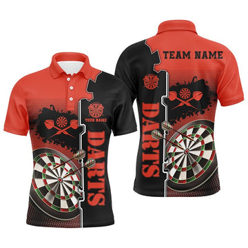 Heren Darts Polo Shirts in Rood en Zwart C677