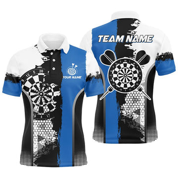 Heren Grunge Dart Polo Shirt in Zwart en Blauw T1216