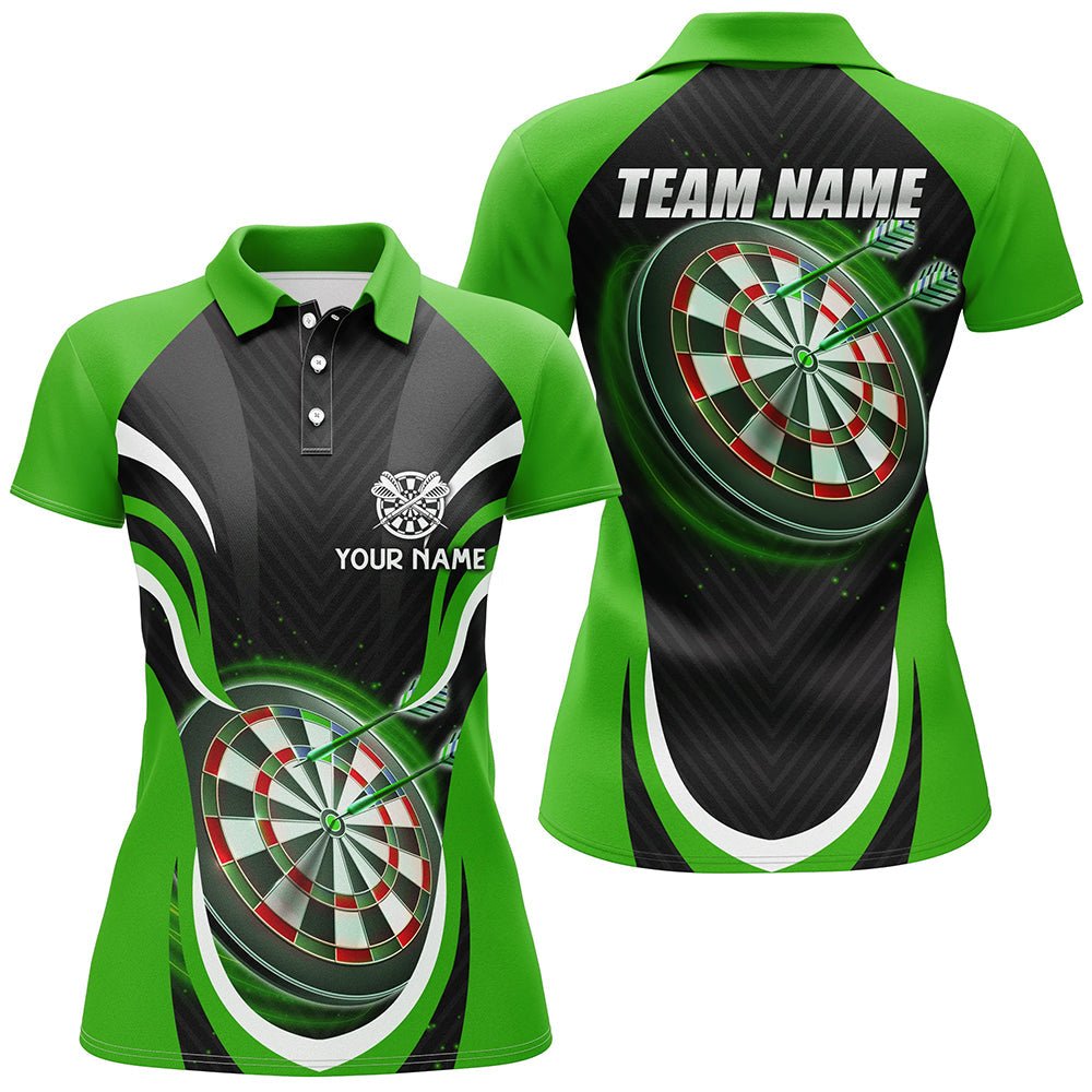 Dames Darts Polo Shirt in Zwart en Groen L1393