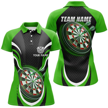 Dames Darts Polo Shirt in Zwart en Groen L1393
