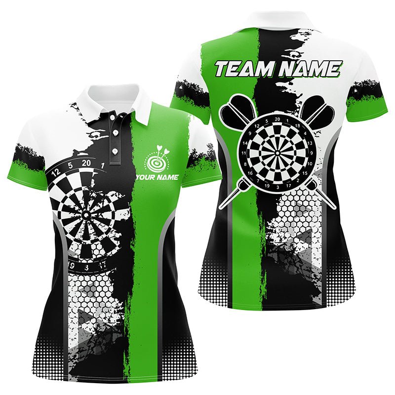 Dart Polo Shirts voor Vrouwen in Zwart-Groene Grunge Stijl T1217