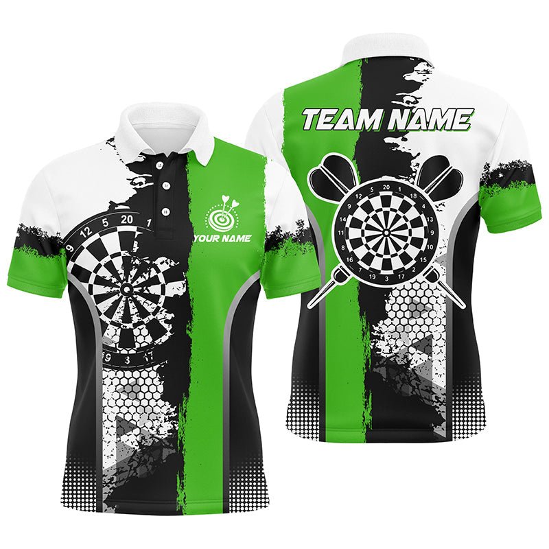 Heren Dart Polo Shirts in Zwart-Groene Grunge Stijl T1217