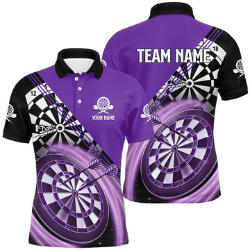 Heren Darts Polo Shirt Zwart en Paars L1409