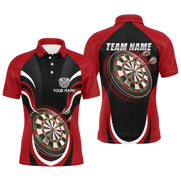 Heren Darts Poloshirt in Zwart en Rood L1392
