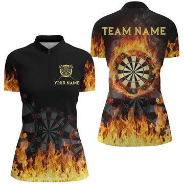 3D Vuurvlammen Darts 1/4 Zip Shirt voor Dames Q352