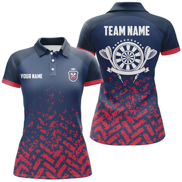 Dart Polo Shirt voor Dames in Blauw en Rood Z471